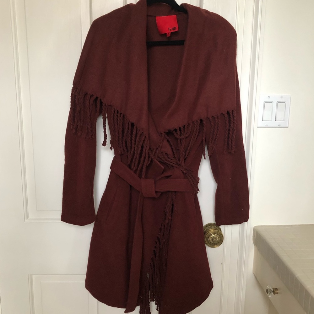 5|48 Sakks Belted Tassle Wrap Coat Medium